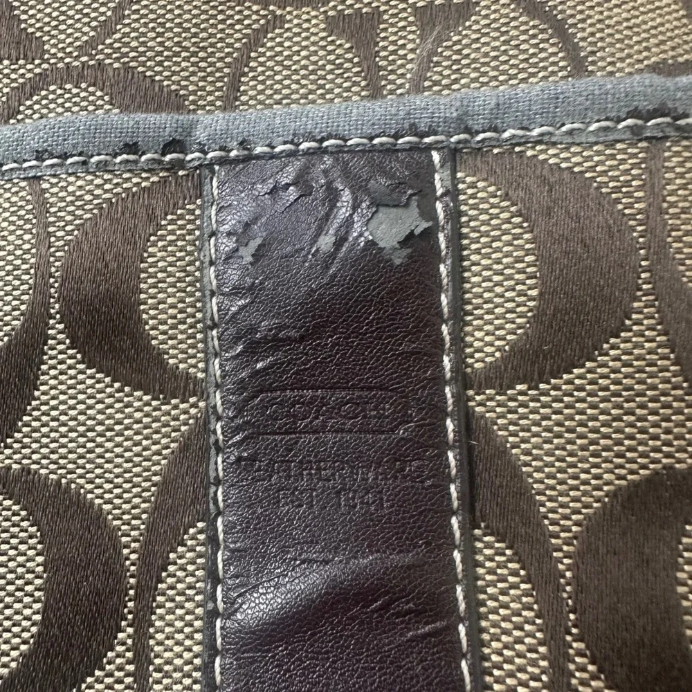 Coach Crossbody Bag Brown Signature Monogram Zip Canvas Outdoor